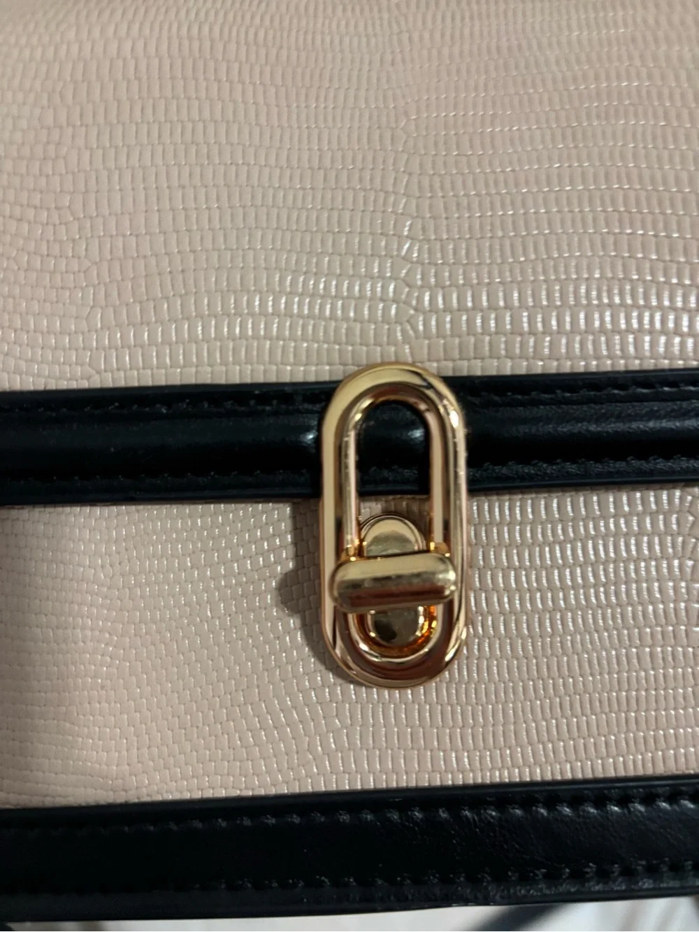 Two-Tone Cream and Black Crossbody Shoulder Bag